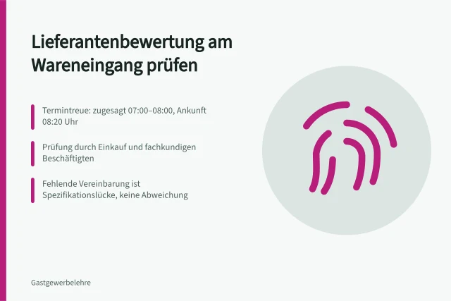 Bewertungsraster für Lieferanten mit Wareneingangsprüfung und Abweichungsnotiz. Lieferanten in der Gastronomie nach Kriterien und Abweichungen bewerten