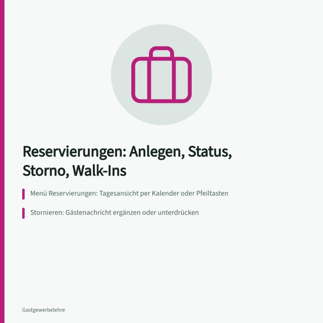 Reservierungsübersicht mit Status, Stornierung und Walk-In-Erfassung im System. Reservierungen im Tagesgeschäft mit DISH verwalten: Status, Stornierung und Walk-Ins dokumentiert