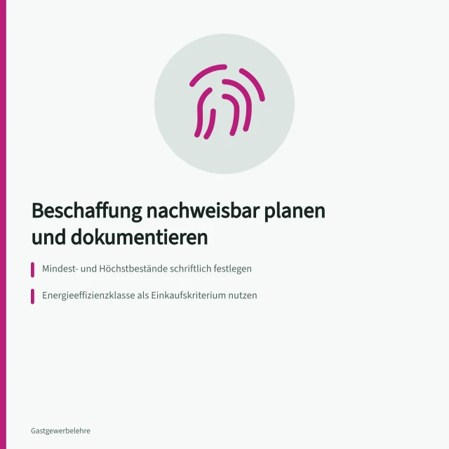 Karte zu nachweisbarer, ressourcenschonender Beschaffung im Hotel- und Gastronomiebetrieb. Welche Ansatzpunkte für ressourcenschonende Beschaffung lassen sich im Gastbetrieb dokumentiert umsetzen?